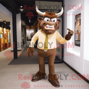 Brun Minotaur maskot drakt...
