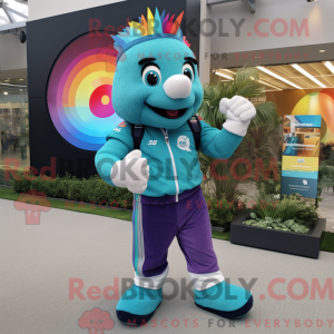 Teal Rainbow Maskottchen...