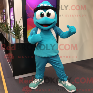 Teal Rainbow maskot kostume...