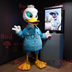 Cyan Geese maskot drakt...