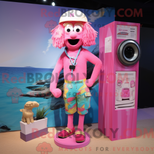 Pink Kamera maskot kostume...