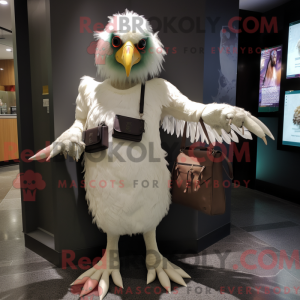 Hvit Harpy-maskotdraktfigur...