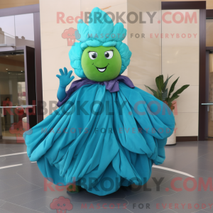 Teal Cabbage Leaf maskot...