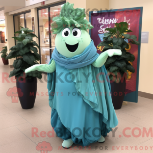 Teal Cabbage Leaf maskot...
