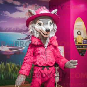 Magenta Wolf Maskottchen...