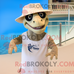 Beige Velociraptor maskot...