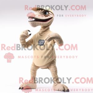 Beige Velociraptor maskot...