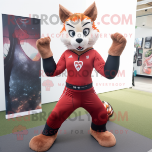 Rød Bobcat maskot drakt...