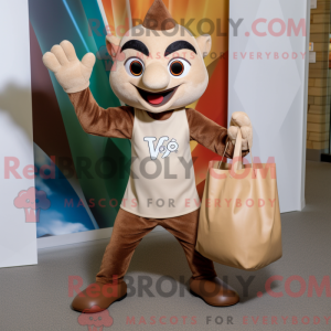 Tan Acrobat maskot kostume...