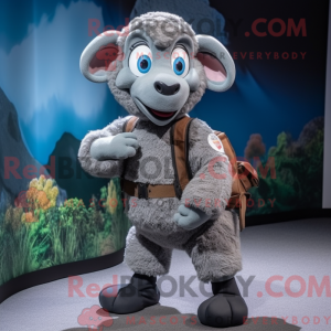 Grey Ram maskot kostume...