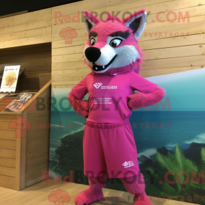 Magenta Wolf maskot kostume...