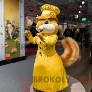 Gul ekorn maskot kostyme...