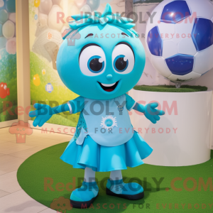 Turquoise voetbal mascotte...