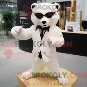 Hvid Marten maskot kostume...