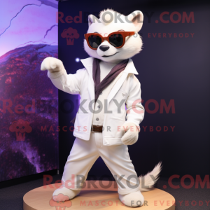 Hvid Marten maskot kostume...