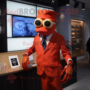 nan Crab mascot costume character dressed with a Suit Jacket and Cufflinks