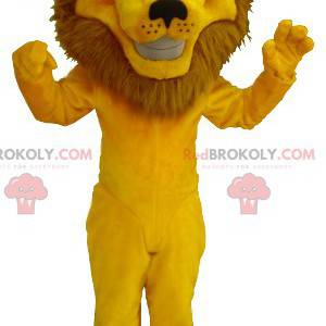 Mascotte de lion jaune avec une grande crinière - Redbrokoly.com