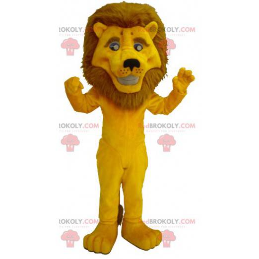 Mascotte de lion jaune avec une grande crinière - Redbrokoly.com