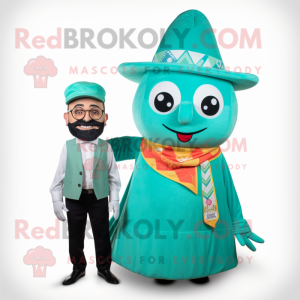 Teal Enchiladas mascot costume character dressed with a A-Line Dress and Ties