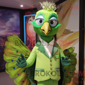 Lime Green Peacock maskot...