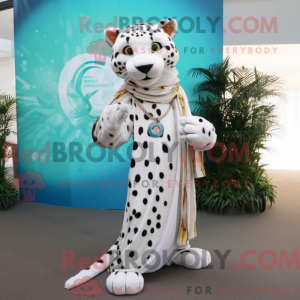 Hvid Gepard maskot kostume...