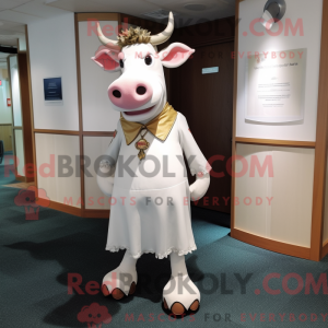 Hvid Guernsey Cow maskot...