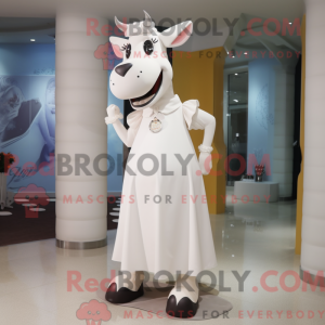 Hvid Guernsey Cow maskot...