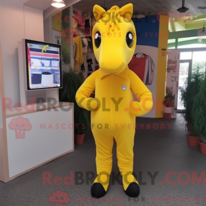 Yellow Horse maskot kostume...