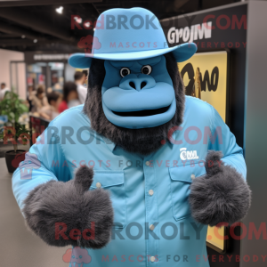 Cyan Gorilla mascot costume...