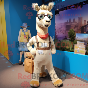 Beige lama-mascottekostuum...