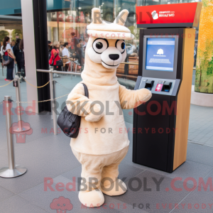 Beige lama-mascottekostuum...