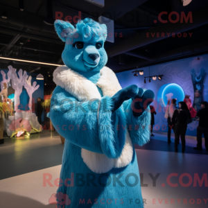 Blauwe lama mascottekostuum...
