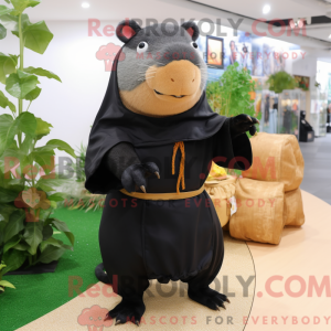 Sort Capybara maskot...