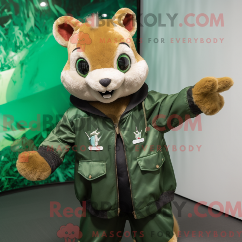 Figura de máscara de esquilo voador verde com chapéu e chapéu - Mascotes esquilos voadores - REBROKO_353391 - RedBrokoly.com