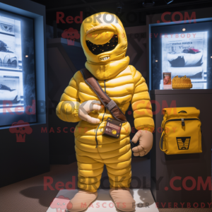 Yellow Mummy mascot costume...