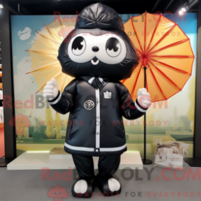 Fantasia de mascote de Dim Sum preto com corta-vento e abotoaduras - Mascotes dim sum - REBROKO_353463 - RedBrokoly.com