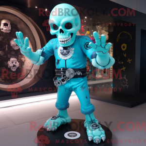 Cyan Skull Maskottchen...