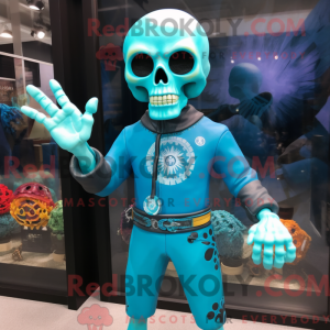 Cyan Skull-maskotdraktfigur...