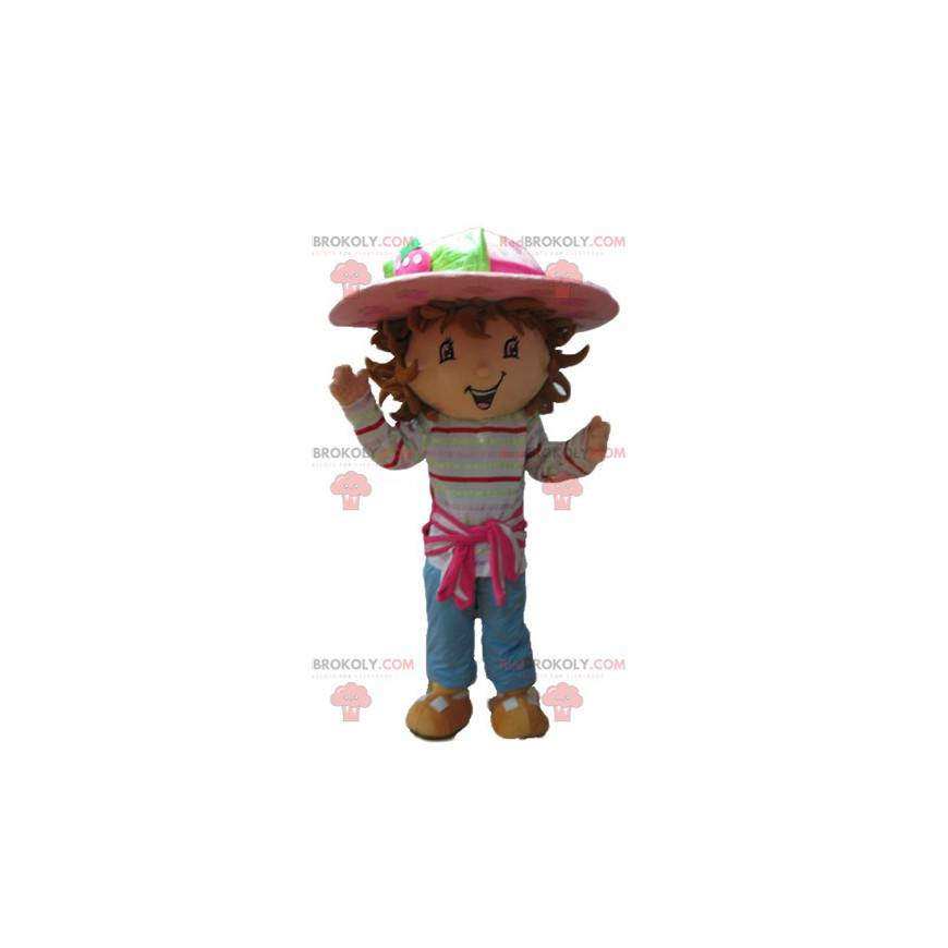 Charlotte mascot with strawberries cartoon character -
