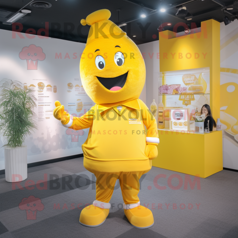 Yellow Candy mascot costume character dressed with a Dress Pants and Headbands Yellow Candy mascot costume character dressed with a Dress Pants and Headbands