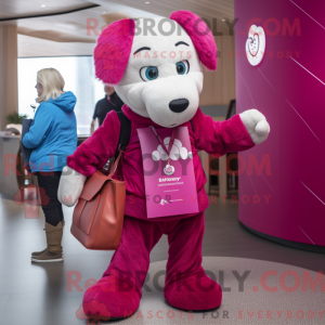 Magenta Dog mascot costume...