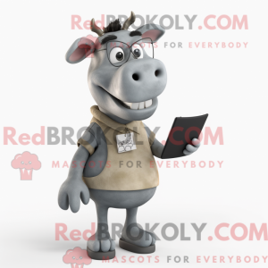Grå Jersey Cow maskot...
