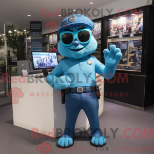 Cyan politimann maskot...