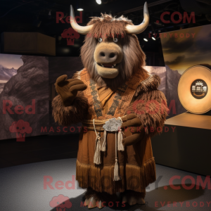 Brun Yak maskot kostume...