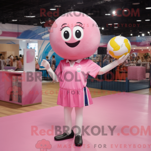Pink Volleyball Ball maskot...