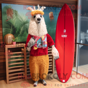 Rode lama mascottekostuum...