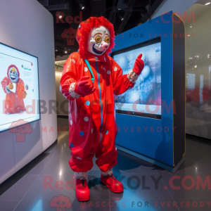 Rode clown mascottekostuum...