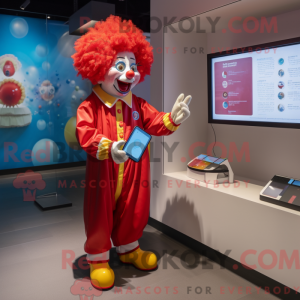 Rode clown mascottekostuum...
