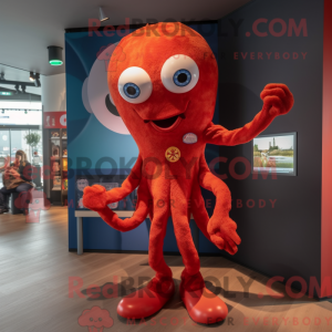 Red Octopus maskot kostym...