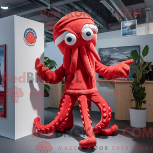 Red Octopus mascot costume...